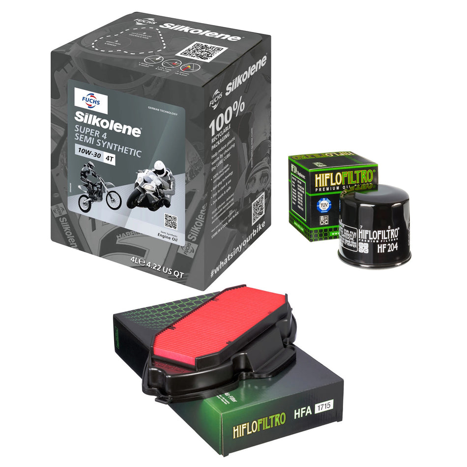 Silkolene Super 4 10w30 4L Oil & HF204 & HFA1715 Oil Filter Kit