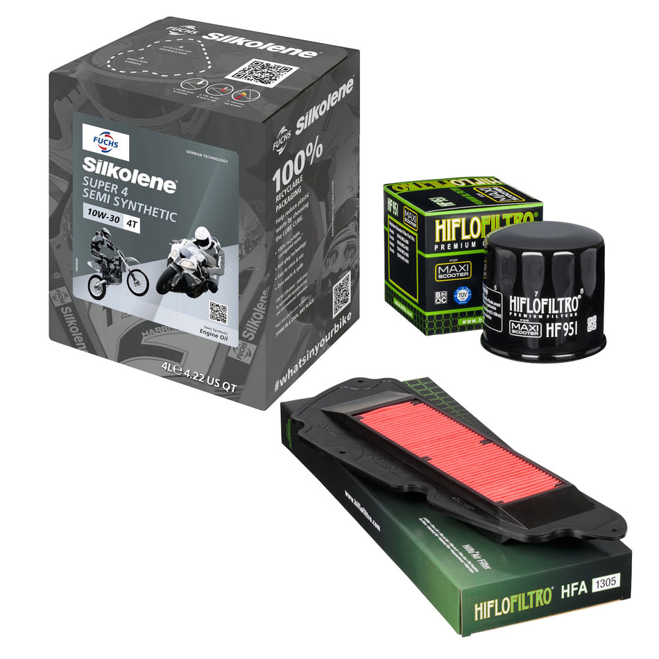 Silkolene Super 4 10w30 4L Oil & HF951 & HFA1305 Oil Filter Kit