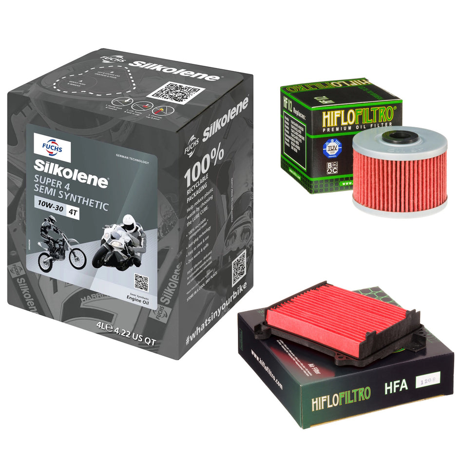 Silkolene Super 4 10w30 4L Oil & HF112 & HFA1209 Oil Filter Kit