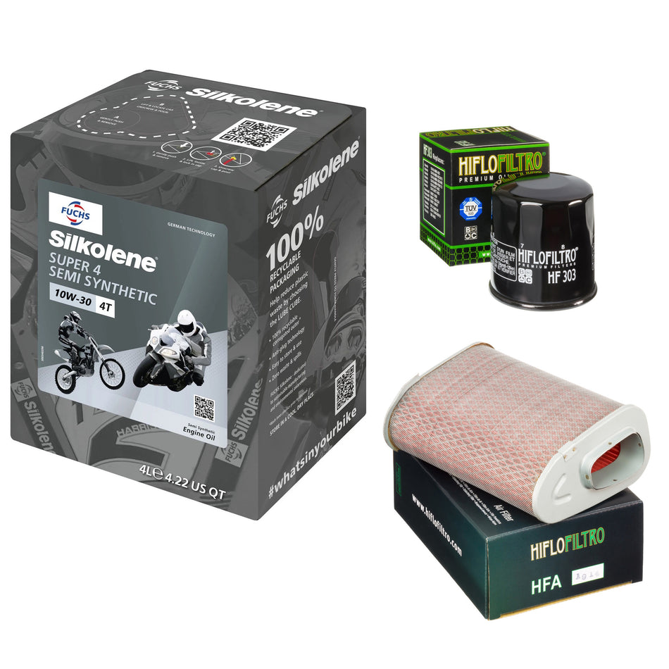 Silkolene Super 4 10w30 4L Oil & HF303 & HFA1914 Oil Filter Kit