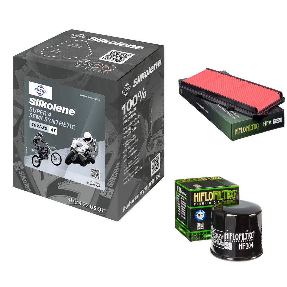 Silkolene Super 4 10w30 4L Oil & HF204 & HFA1937 Oil Filter Kit