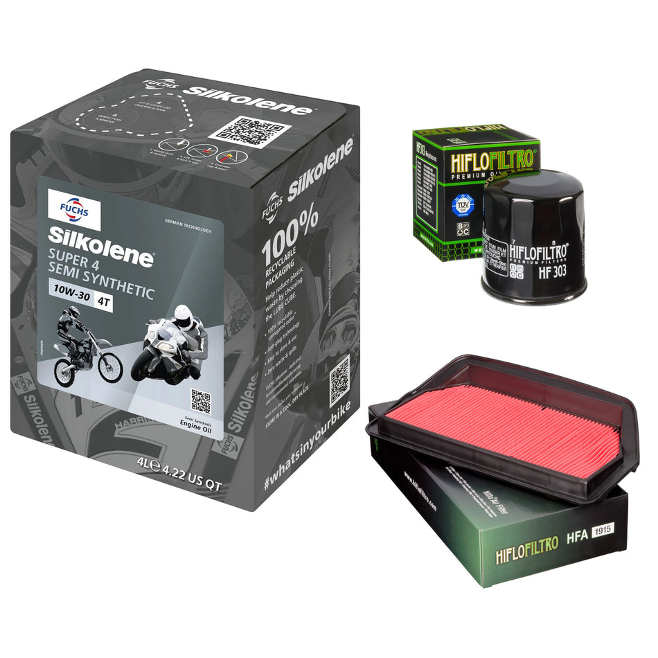 Silkolene Super 4 10w30 4L Oil & HF303 & HFA1915 Oil Filter Kit