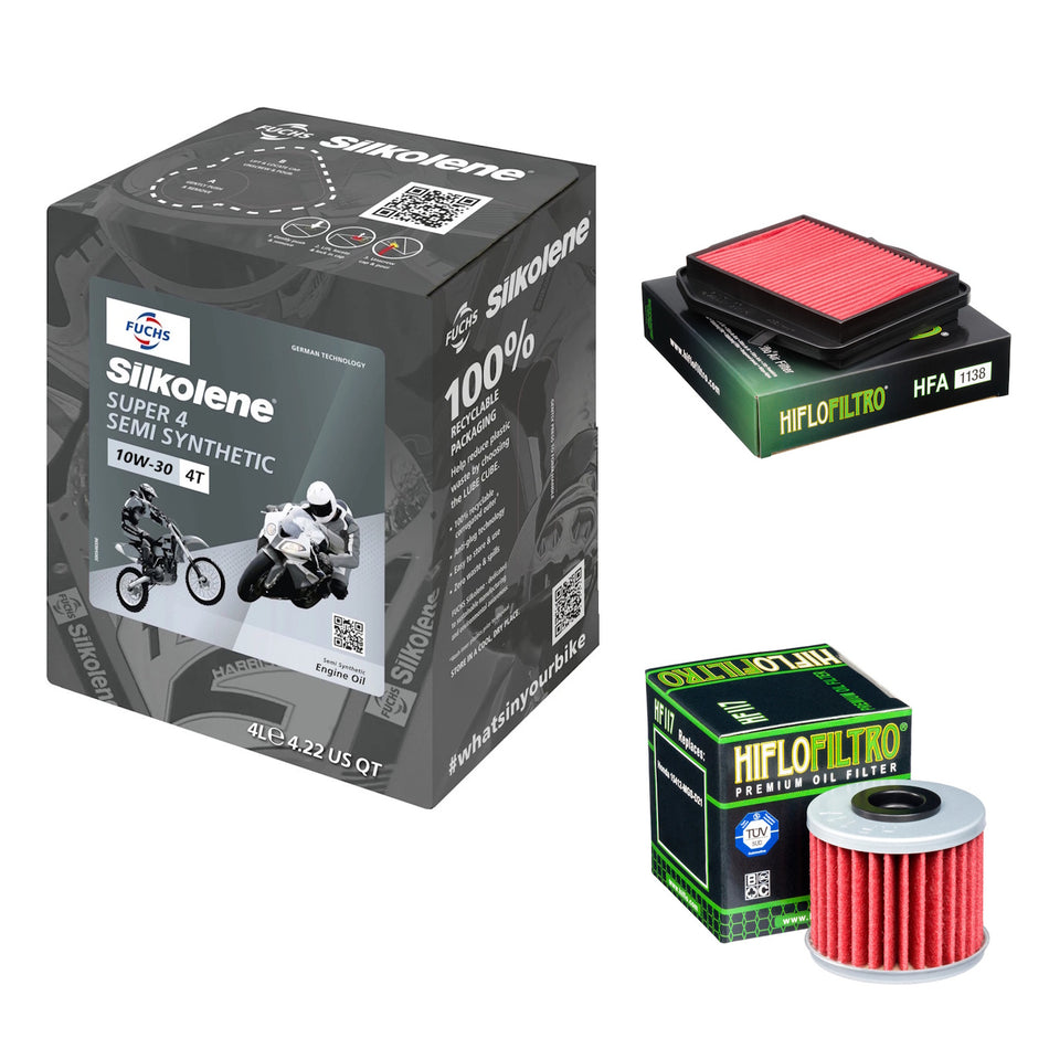 Silkolene Super 4 10w30 4L Oil & HF117 & HFA1138 Oil Filter Kit