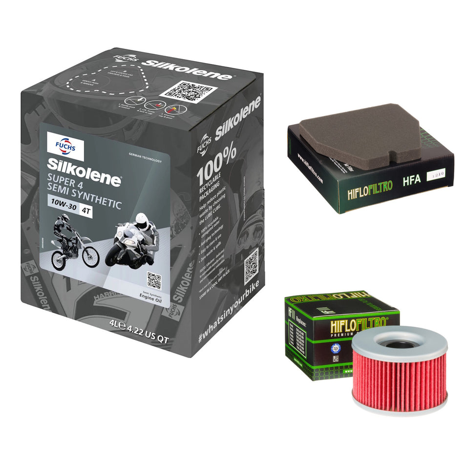 Silkolene Super 4 10w30 4L Oil & HF111 & HFA1210 Oil Filter Kit