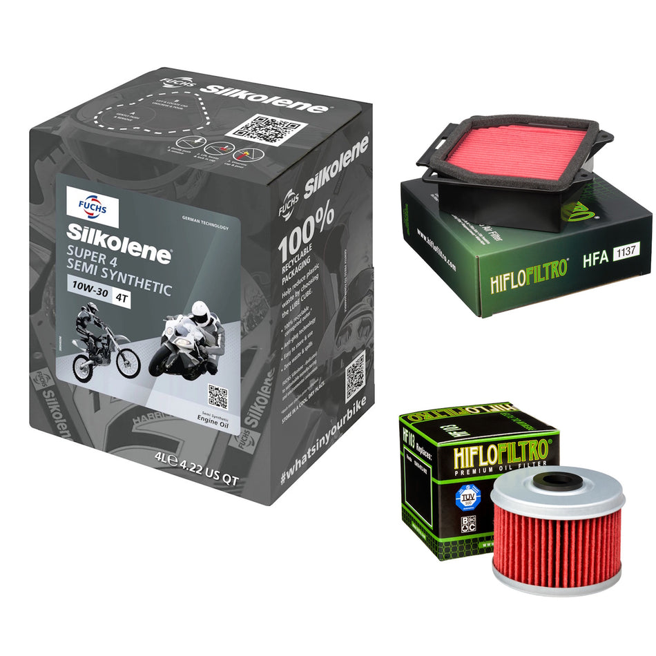 Silkolene Super 4 10w30 4L Oil & HF103 & HFA1137 Oil Filter Kit