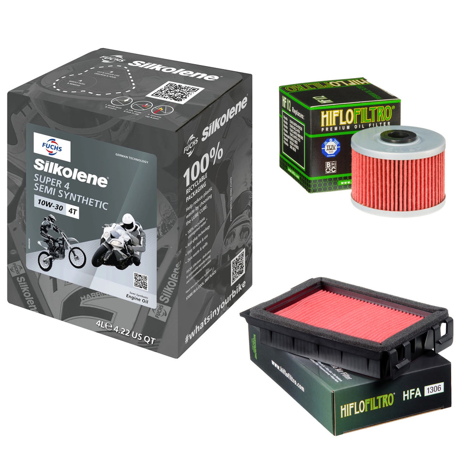 Silkolene Super 4 10w30 4L Oil & HF112 & HFA1306 Oil Filter Kit