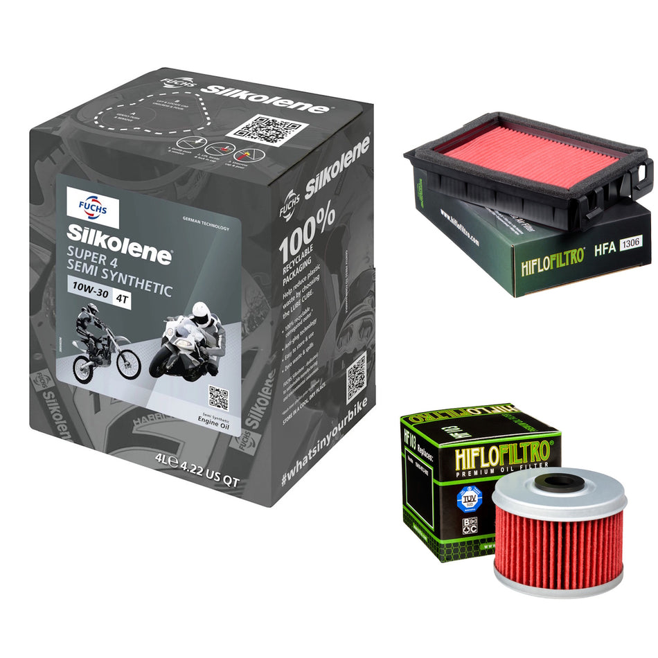 Silkolene Super 4 10w30 4L Oil & HF103 & HFA1306 Oil Filter Kit