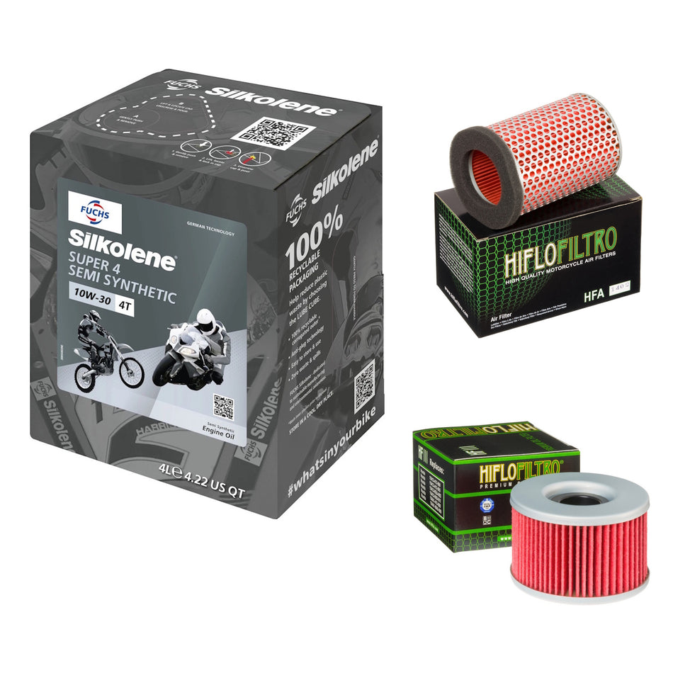 Silkolene Super 4 10w30 4L Oil & HF111 & HFA1402 Oil Filter Kit