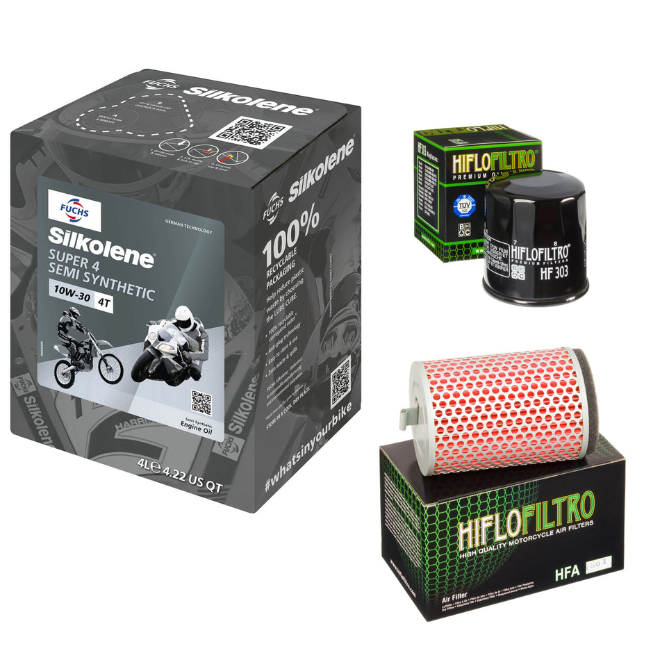 Silkolene Super 4 10w30 4L Oil & HF303 & HFA1501 Oil Filter Kit