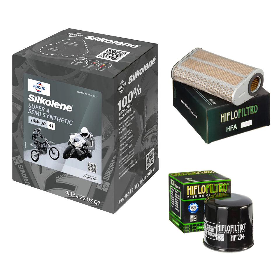 Silkolene Super 4 10w30 4L Oil & HF204 & HFA1618 Oil Filter Kit