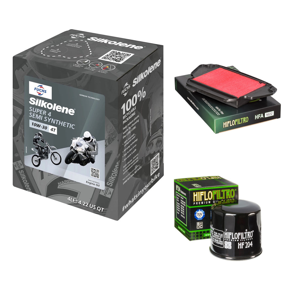 Silkolene Super 4 10w30 4L Oil & HF204 & HFA1622 Oil Filter Kit