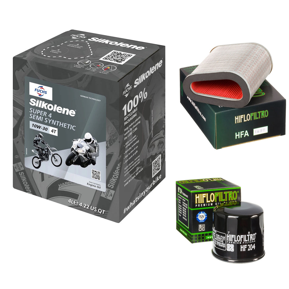 Silkolene Super 4 10w30 4L Oil & HF204 & HFA1927 Oil Filter Kit
