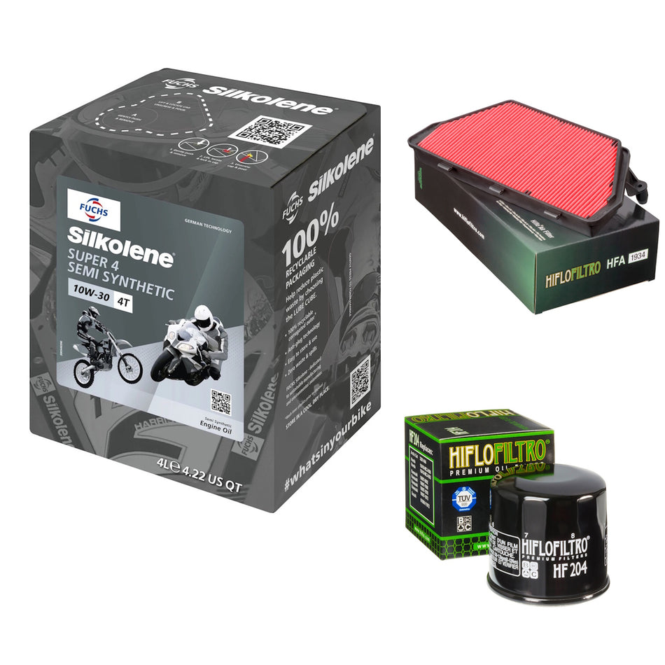 Silkolene Super 4 10w30 4L Oil & HF204 & HFA1934 Oil Filter Kit