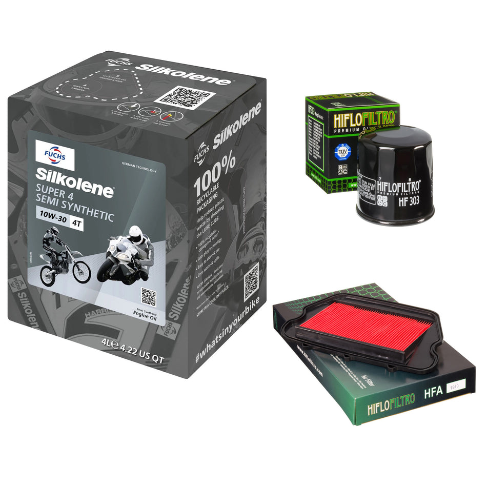 Silkolene Super 4 10w30 4L Oil & HF303 & HFA1910 Oil Filter Kit
