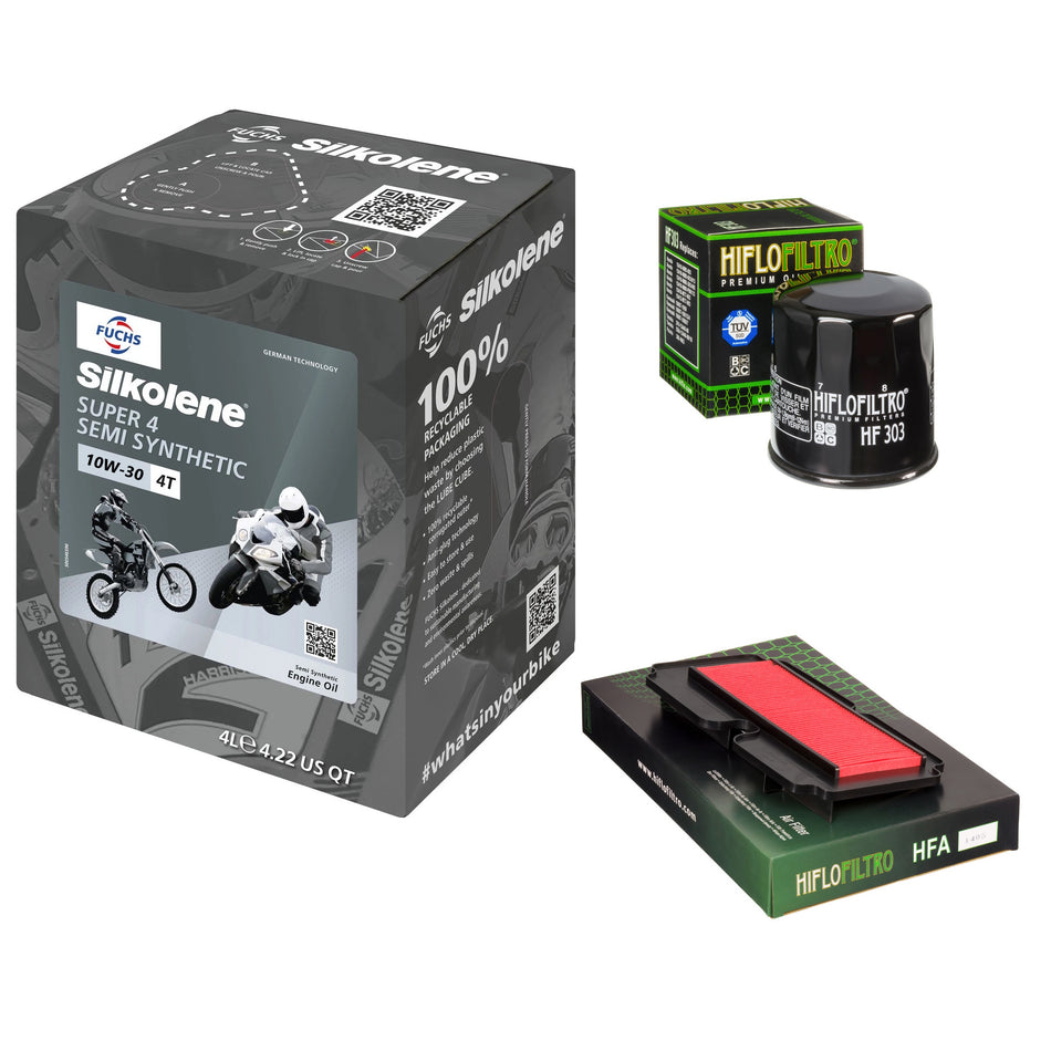 Silkolene Super 4 10w30 4L Oil & HF303 & HFA1405 Oil Filter Kit