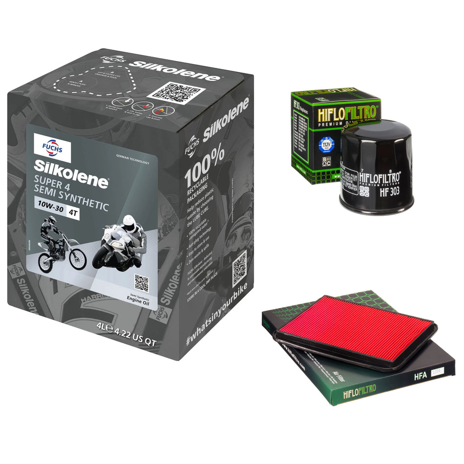 Silkolene Super 4 10w30 4L Oil & HF303 & HFA1604 Oil Filter Kit