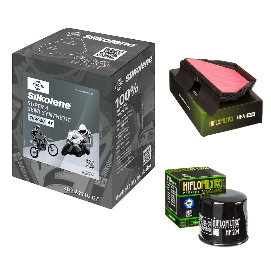 Silkolene Super 4 10w30 4L Oil & HF204 & HFA1619 Oil Filter Kit