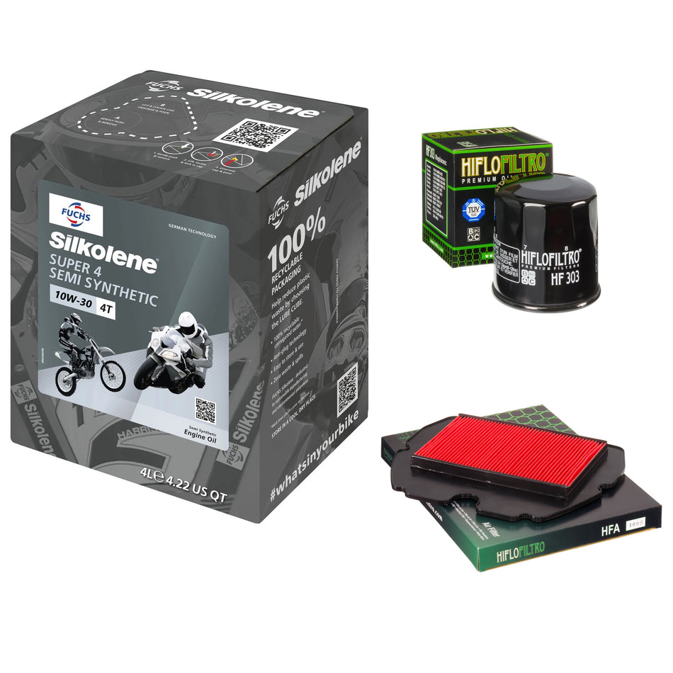 Silkolene Super 4 10w30 4L Oil & HF303 & HFA1605 Oil Filter Kit