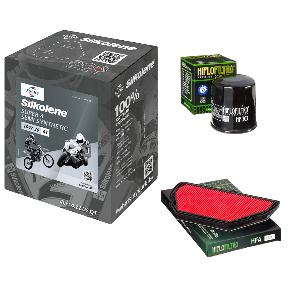 Silkolene Super 4 10w30 4L Oil & HF303 & HFA1603 Oil Filter Kit