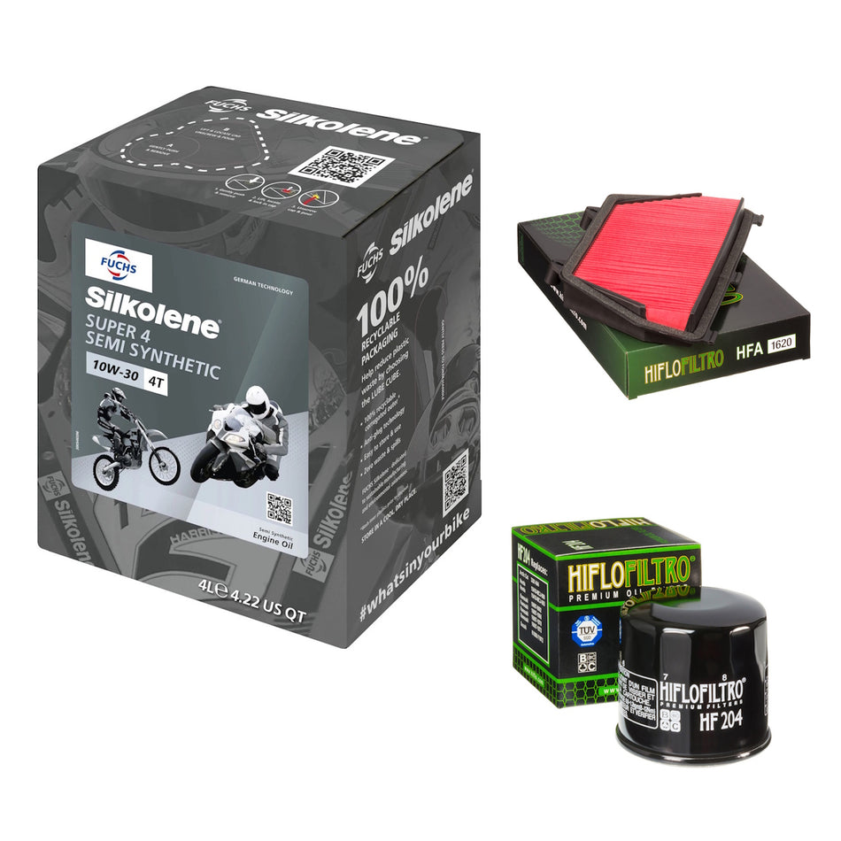 Silkolene Super 4 10w30 4L Oil & HF204 & HFA1620 Oil Filter Kit