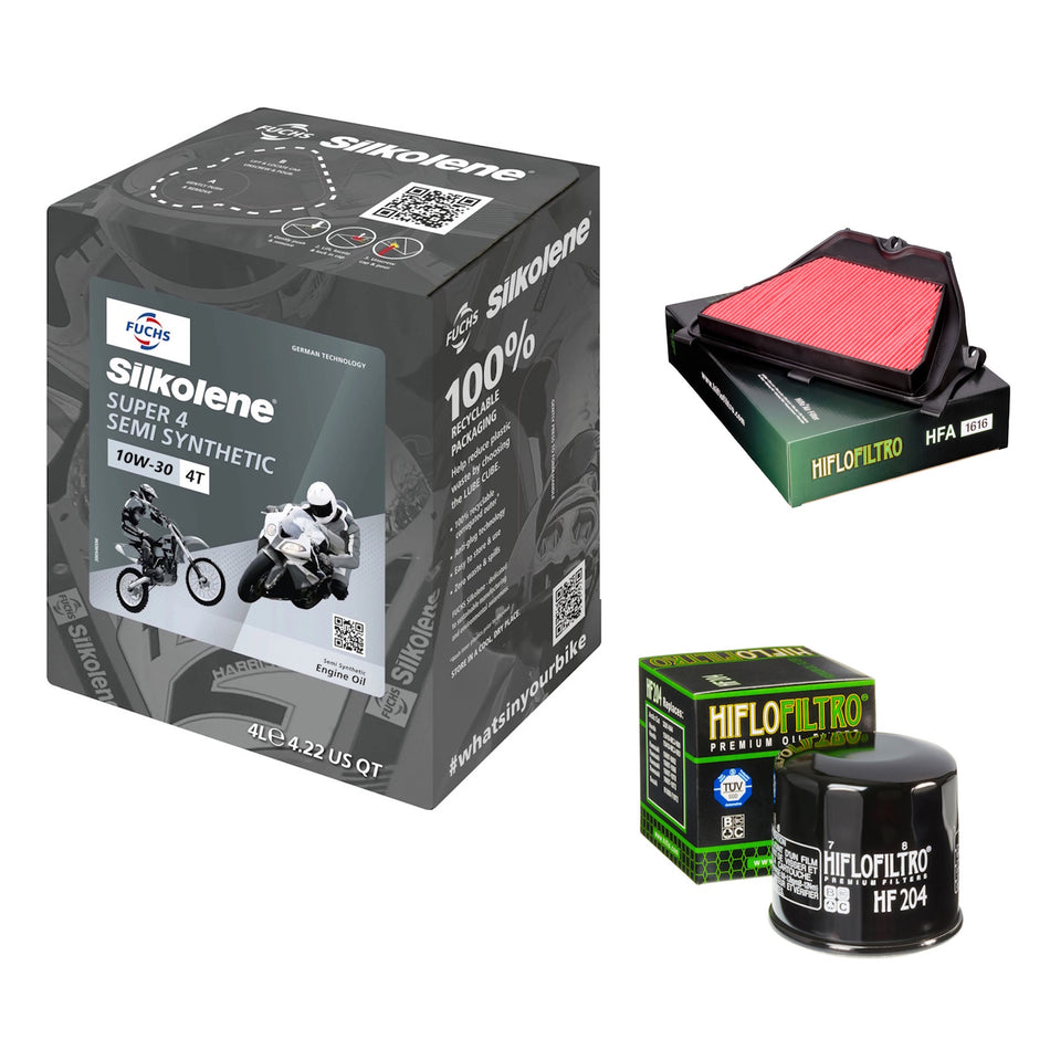 Silkolene Super 4 10w30 4L Oil & HF204 & HFA1616 Oil Filter Kit