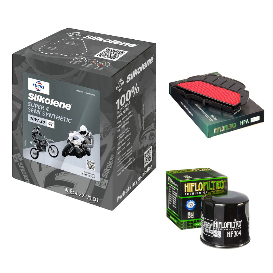 Silkolene Super 4 10w30 4L Oil & HF204 & HFA1918 Oil Filter Kit