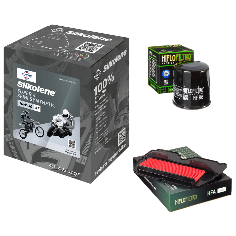 Silkolene Super 4 10w30 4L Oil & HF303 & HFA1901 Oil Filter Kit