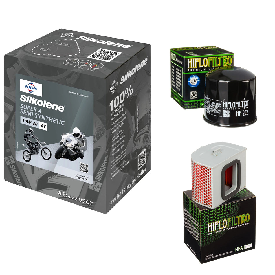 Silkolene Super 4 10w30 4L Oil & HF202 & HFA1703 Oil Filter Kit