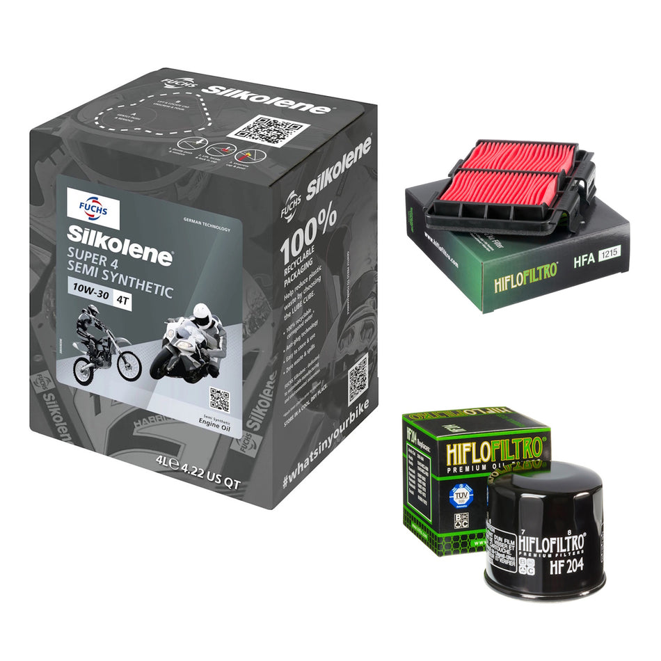 Silkolene Super 4 10w30 4L Oil & HF204 & HFA1215 Oil Filter Kit