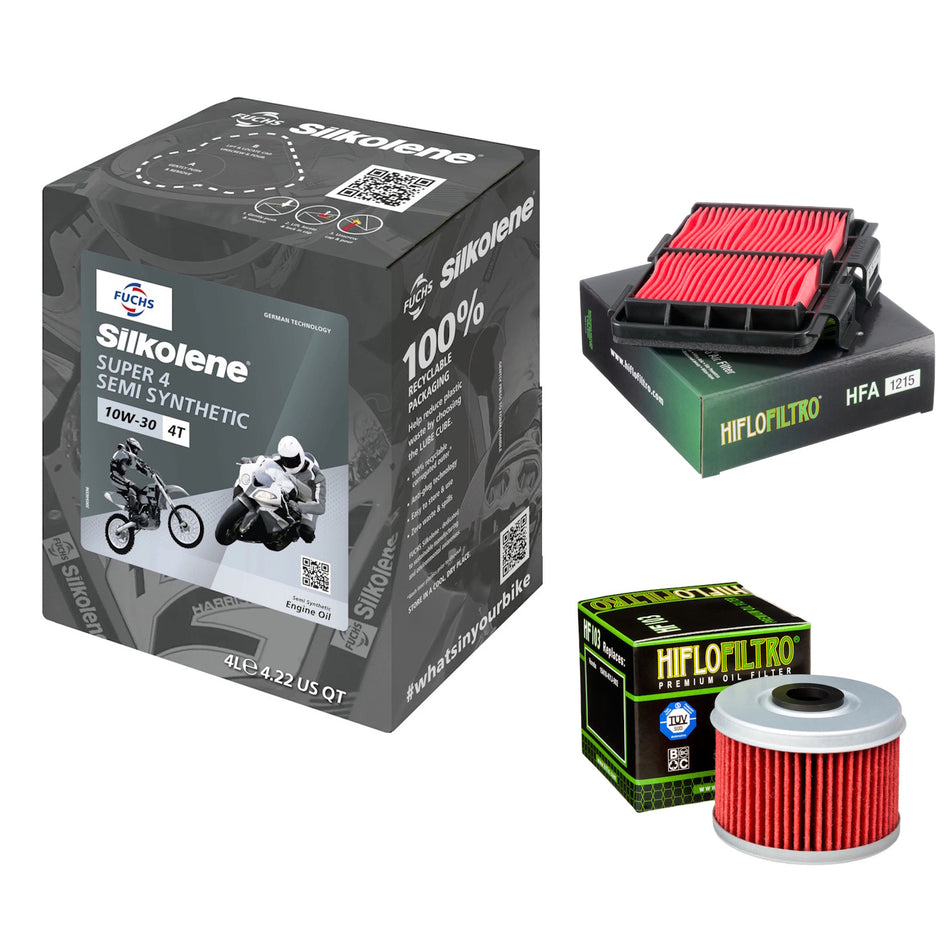 Silkolene Super 4 10w30 4L Oil & HF103 & HFA1215 Oil Filter Kit