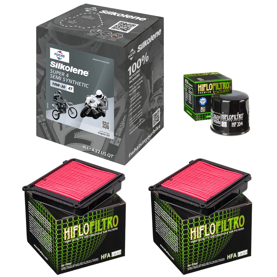 Silkolene Super 4 10w30 4L Oil & HF204 & HFA1935 & HFA1935 Oil Filter Kit