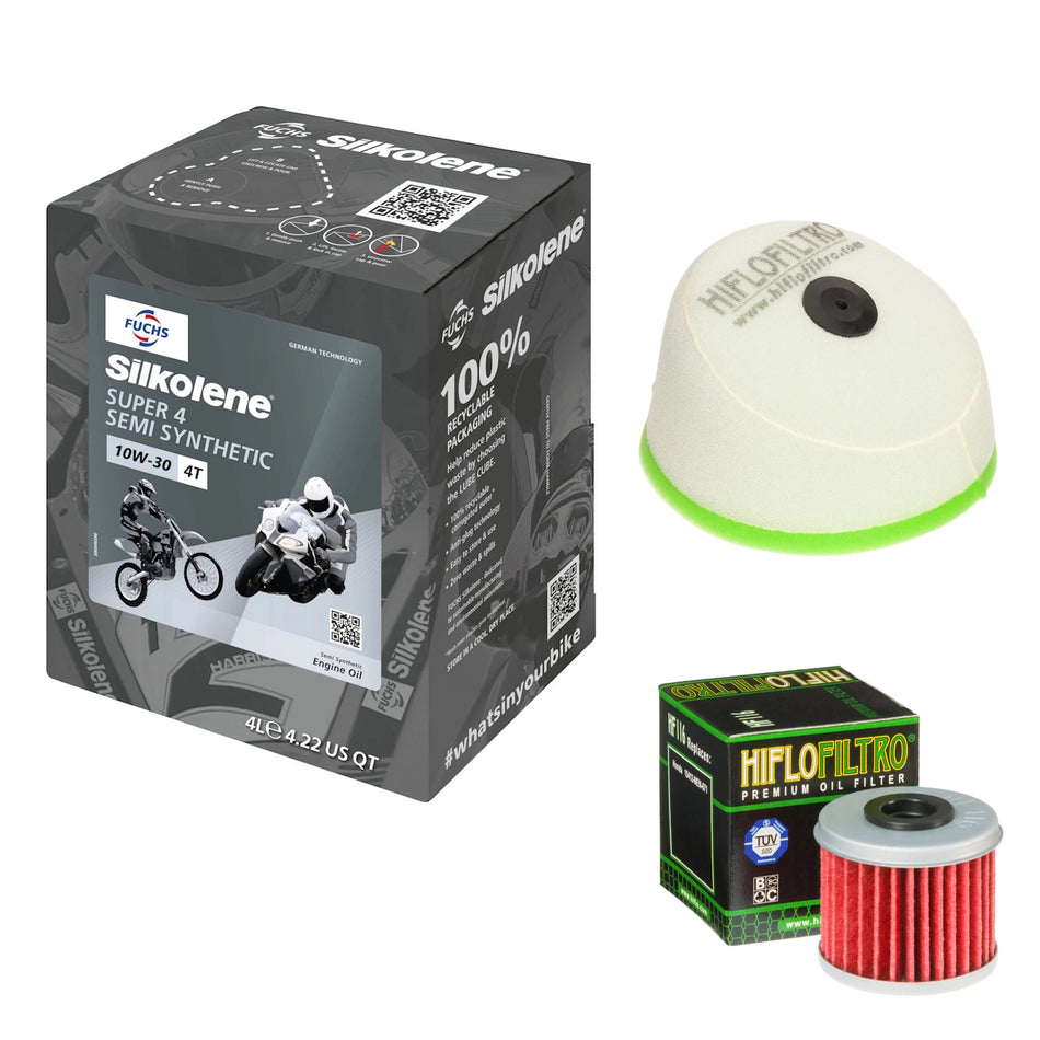 Silkolene Super 4 10w30 4L Oil & HF116 & HFF1021 Oil Filter Kit