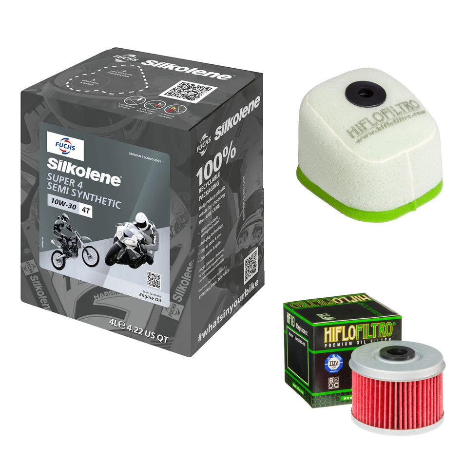 Silkolene Super 4 10w30 4L Oil & HF113 & HFF1033 Oil Filter Kit