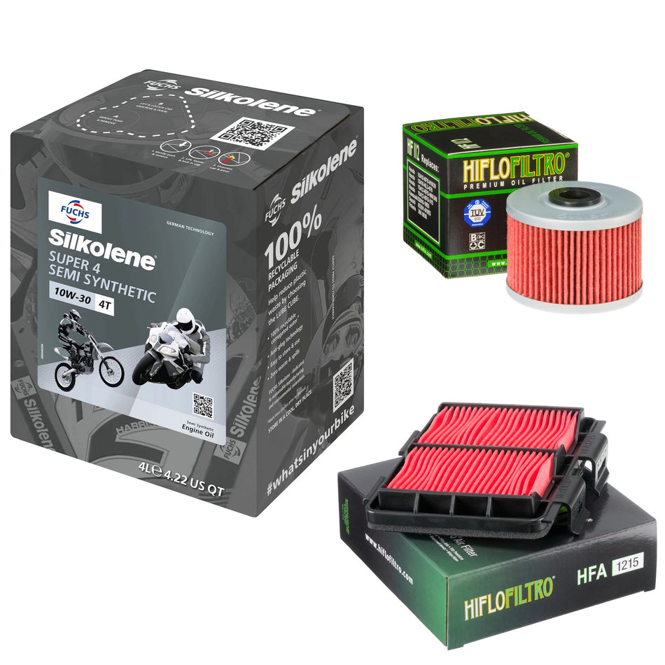 Silkolene Super 4 10w30 4L Oil & HF112 & HFA1215 Oil Filter Kit
