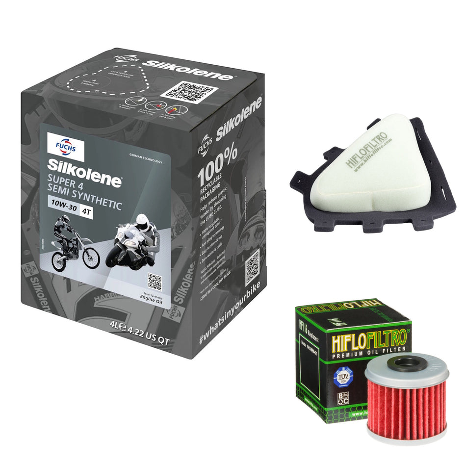 Silkolene Super 4 10w30 4L Oil & HF116 & HFF1036 Oil Filter Kit