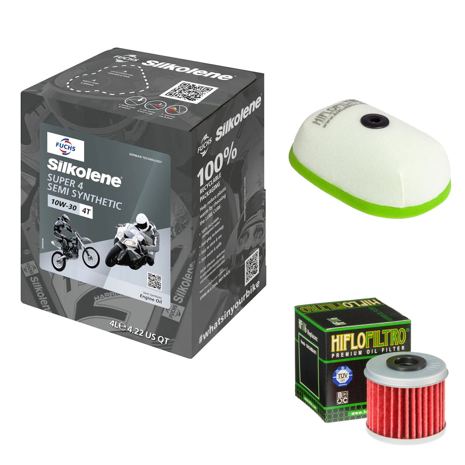 Silkolene Super 4 10w30 4L Oil & HF116 & HFF1034 Oil Filter Kit
