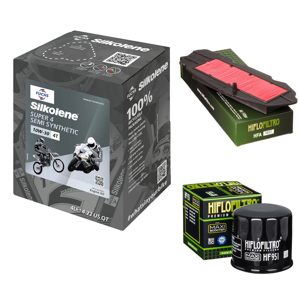 Silkolene Super 4 10w30 4L Oil & HF951 & HFA1617 Oil Filter Kit