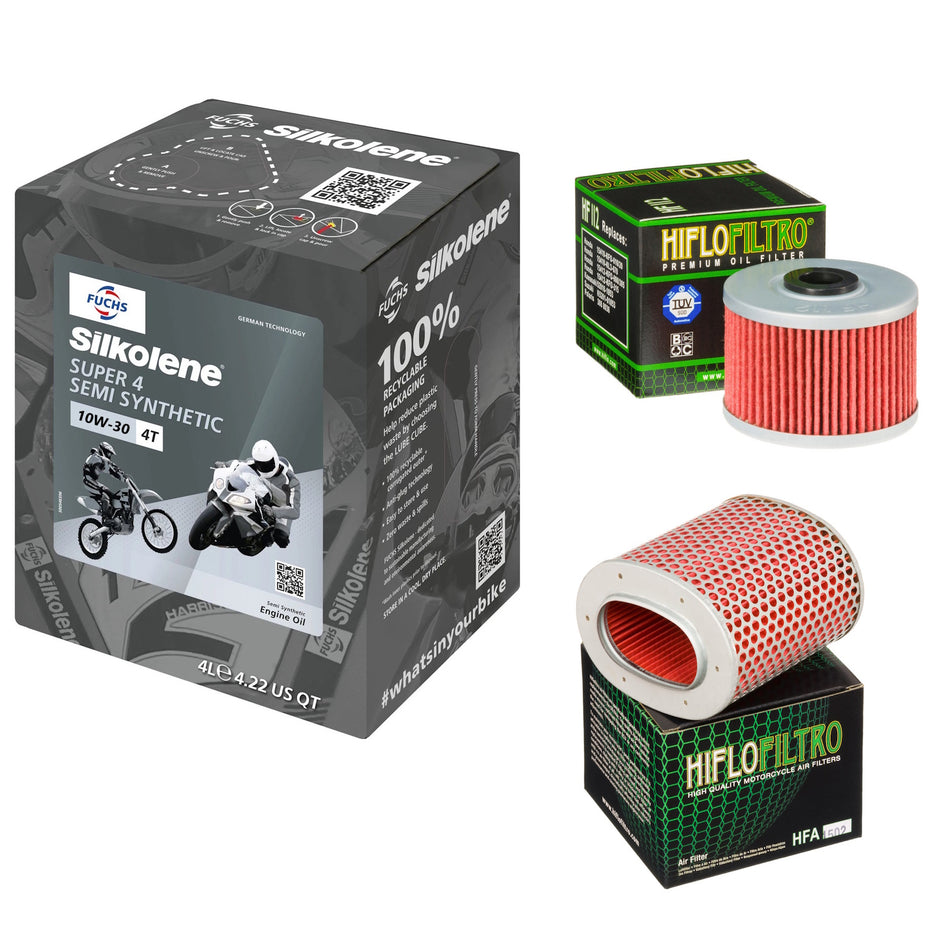 Silkolene Super 4 10w30 4L Oil & HF112 & HFA1502 Oil Filter Kit