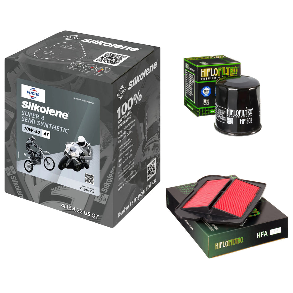 Silkolene Super 4 10w30 4L Oil & HF303 & HFA1912 Oil Filter Kit