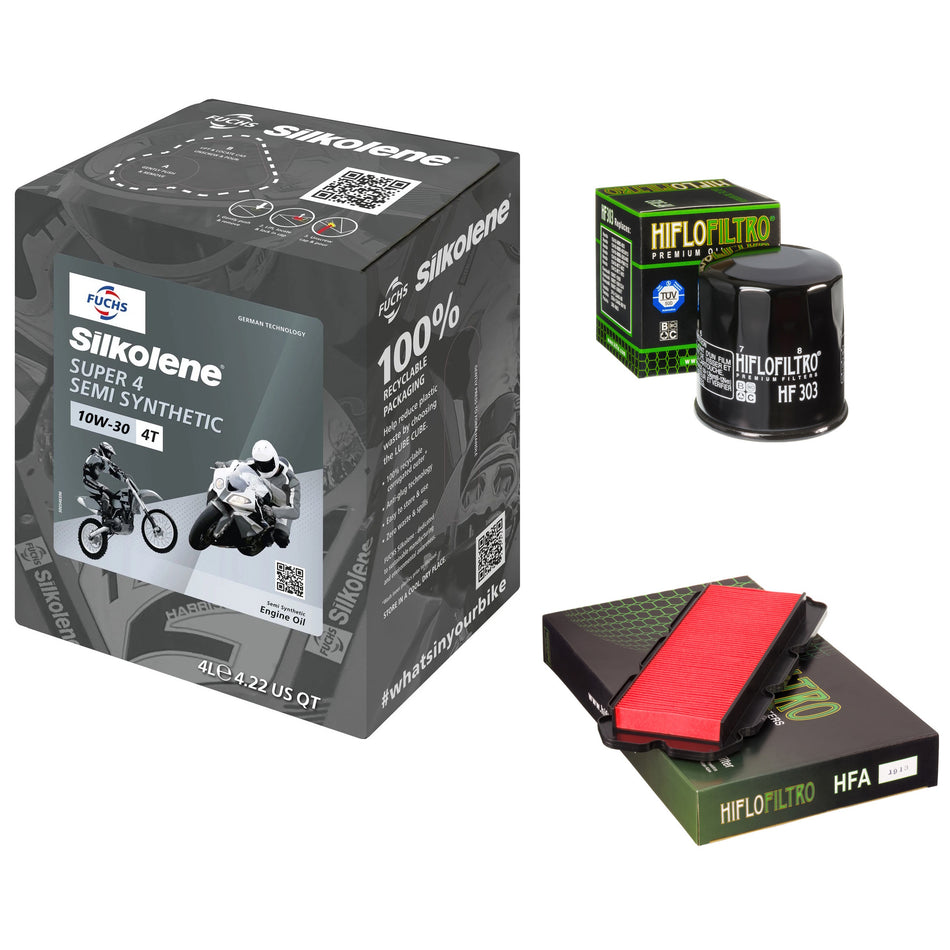 Silkolene Super 4 10w30 4L Oil & HF303 & HFA1913 Oil Filter Kit