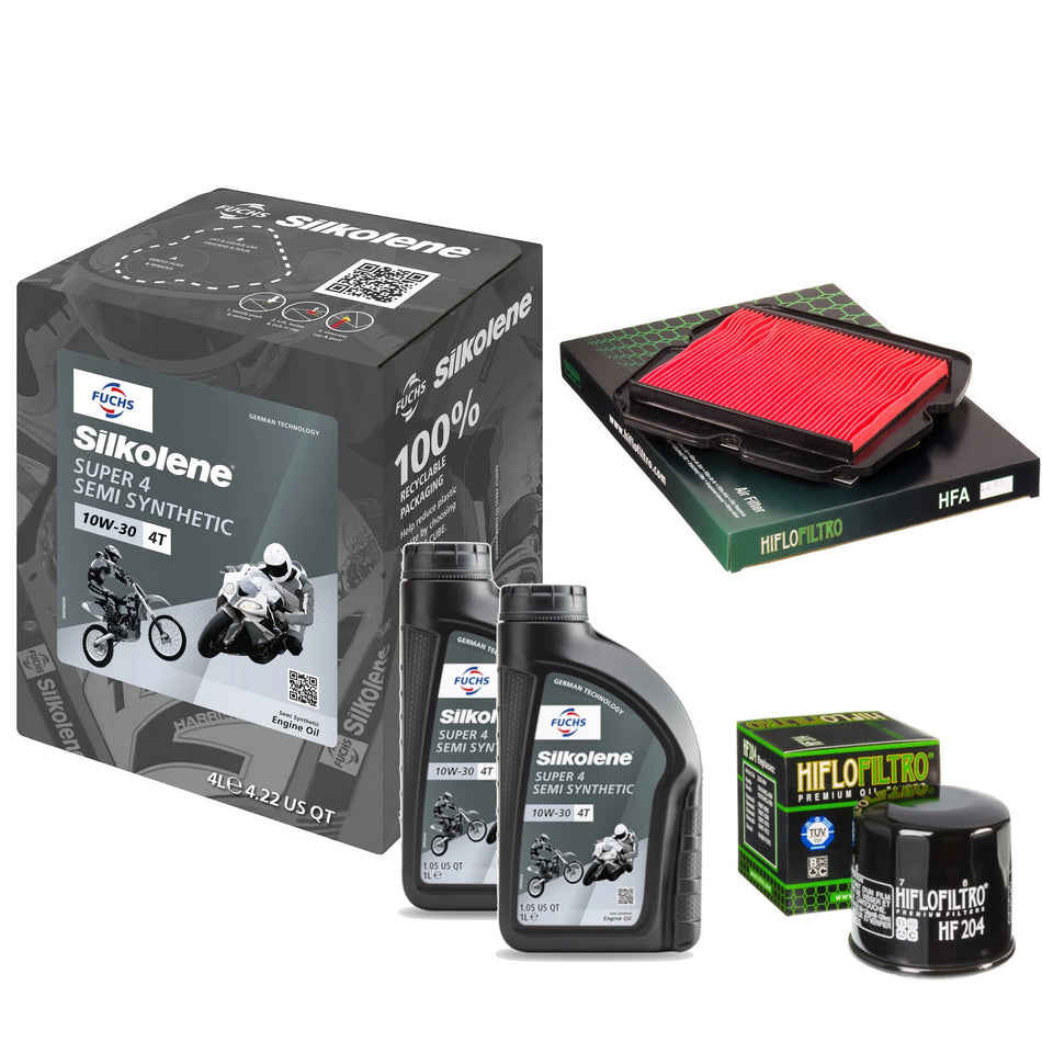 Silkolene Super 4 10w30 6L Oil & HF204 & HFA1921 Oil Filter Kit