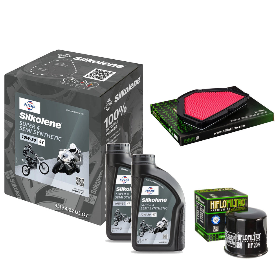 Silkolene Super 4 10w30 6L Oil & HF204 & HFA1936 Oil Filter Kit