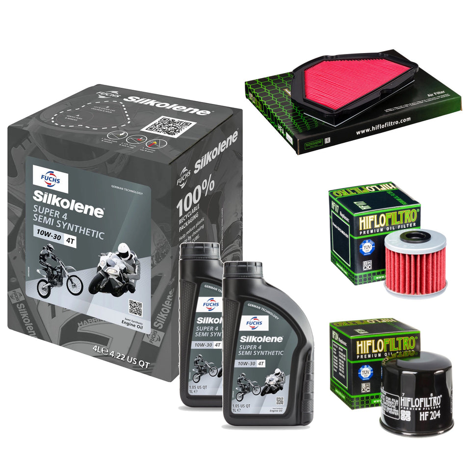 Silkolene Super 4 10w30 6L Oil & HF204 & HF117 & HFA1936 Oil Filter Kit