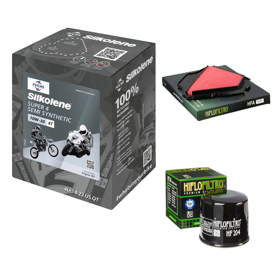 Silkolene Super 4 10w30 4L Oil & HF204 & HFA1717 Oil Filter Kit