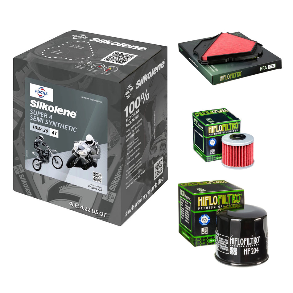 Silkolene Super 4 10w30 4L Oil & HF204 & HF117 & HFA1717 Oil Filter Kit