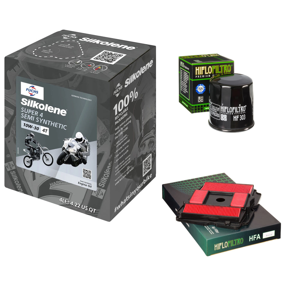 Silkolene Super 4 10w30 4L Oil & HF303 & HFA1614 Oil Filter Kit