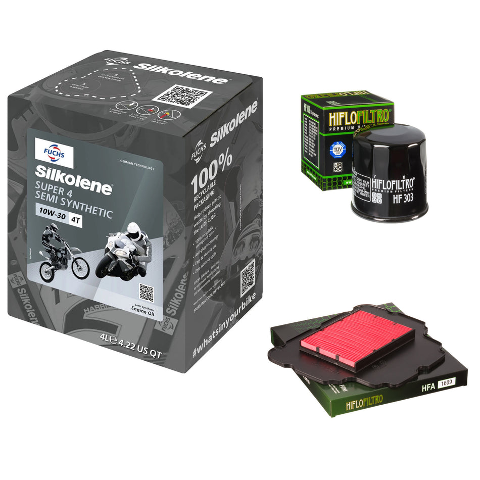 Silkolene Super 4 10w30 4L Oil & HF303 & HFA1609 Oil Filter Kit