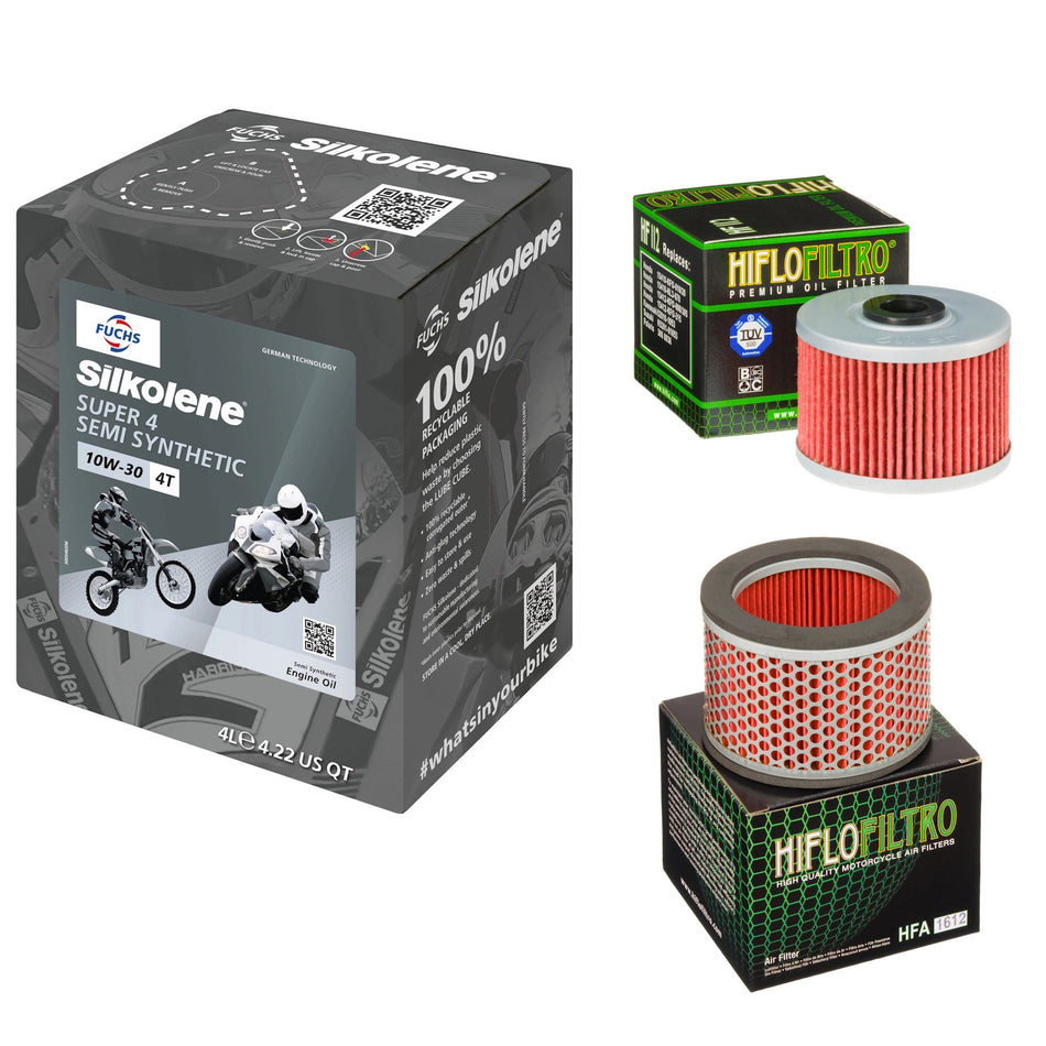 Silkolene Super 4 10w30 4L Oil & HF112 & HFA1612 Oil Filter Kit