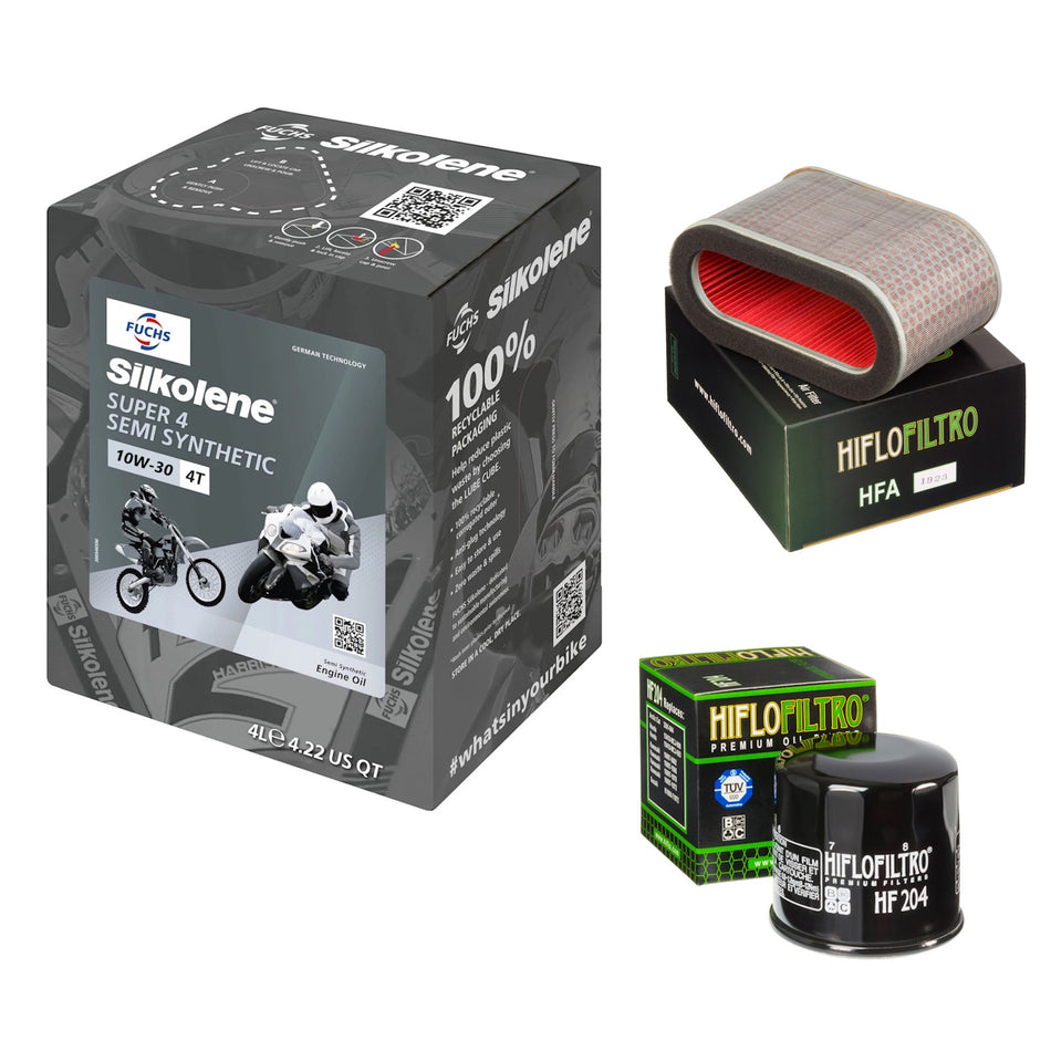 Silkolene Super 4 10w30 4L Oil & HF204 & HFA1923 Oil Filter Kit