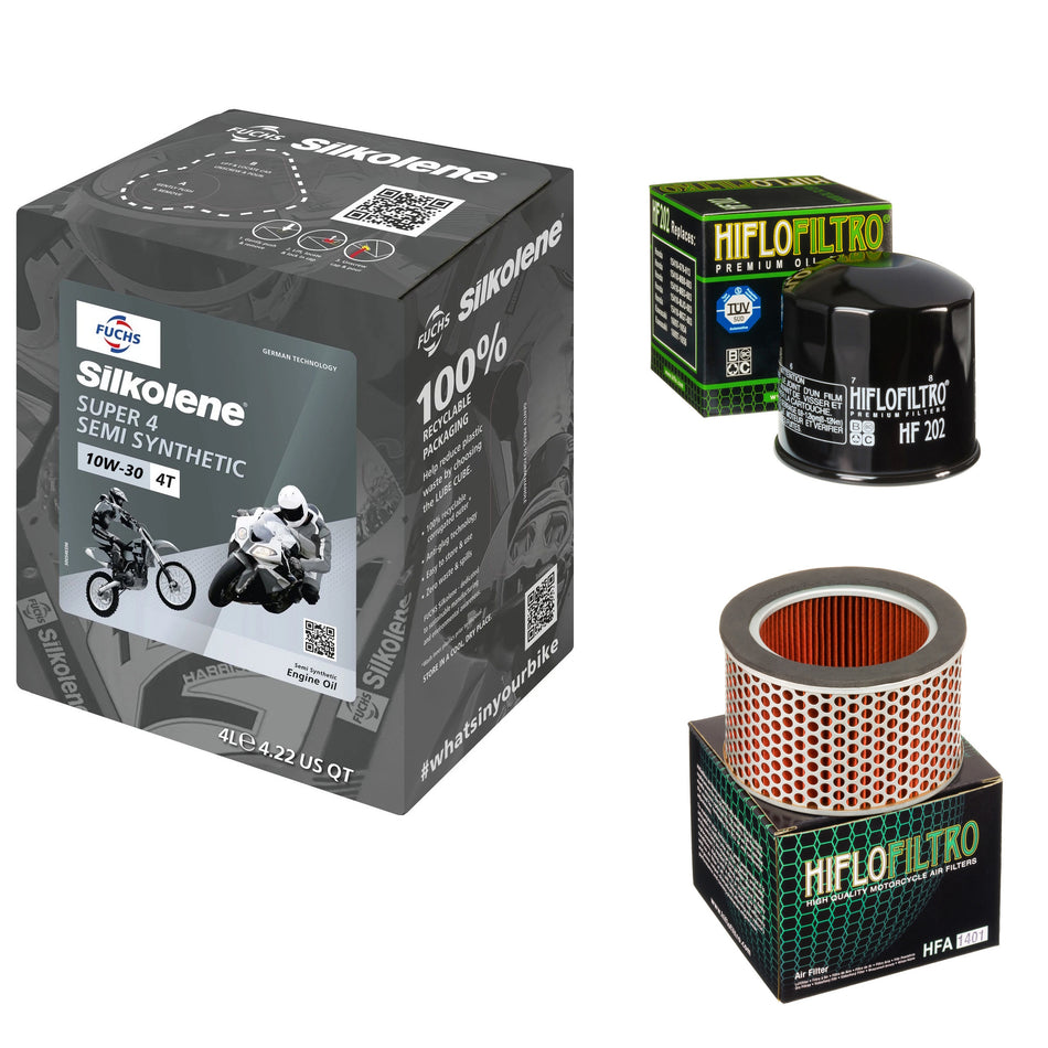 Silkolene Super 4 10w30 4L Oil & HF202 & HFA1401 Oil Filter Kit